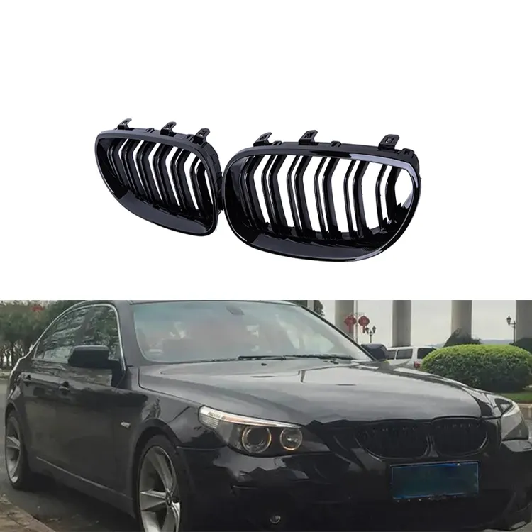 Car Kidney Grill Racing Double Line Grille For 5 Series E60 E61 2003-2009 Car Tuning Front Grills Accessories