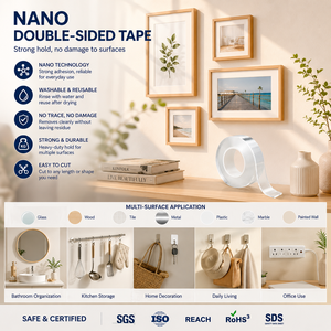 <span class=keywords><strong>Cinta</strong></span> Adhesiva Mágica Nano de <span class=keywords><strong>Doble</strong></span> Cara, Resistente, con Agarre de Gel, 2mm 20mm 5m, Reutilizable, Transparente, Adhesivo de Montaje - Product Image 6
