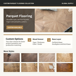 Parquet en bois massif <span class=keywords><strong>de</strong></span> style moderne <span class=keywords><strong>Versailles</strong></span> en chêne mosaïque rouge, 18 mm, haut <span class=keywords><strong>de</strong></span> gamme, écologique, résistant à l'eau - Product Image 2