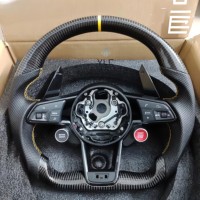 Volant en cuir avec bouton de démarrage S-Line pour Audi R8 TTRS C6 C7 S7 S4 A4 B8 RS3 SQ5 S5 B9 A6 C8 A3 2018
