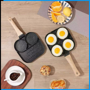 Non-Stick Coated 4-Cup Frying <b>Pan</b> With Wooden Handle Aluminum Cookware <b>Induction</b> Non-stick Frypan - Product Image 3