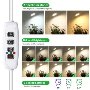 Hot Sale Pot Clip LED branco/yellowPlant Luz para Crescer Plantas de Interior, 3/9/12H Temporizador, Plant Growing Lâmpada com 4-Level Dim