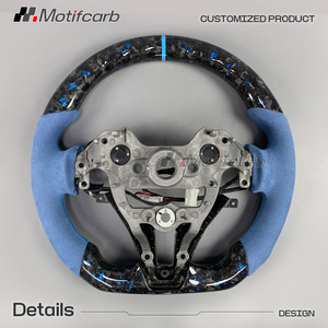 Volante de Fibra de Carbono Forjado con Diseño Personalizado en Azul para Hyundai I30N I20N ElantraN N-line, con Empuñaduras de Microfibra Azul - Product Image 5