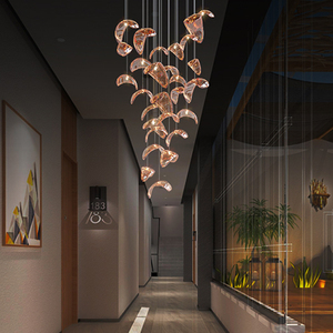 Trang Trí Nội Thất Thiết Kế Mới Đèn Chùm LED Lớn Tùy Chỉnh Cầu Thang Sảnh Khách Sạn - Product Image 1