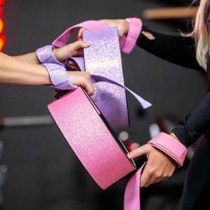 Gepolsterte Neopren-Kreuzheben-Gurte aus Baumwolle Hard Pull Glitter Lifting-Handgelenk bänder für das Gewichtheben Bodybuilding Fitness Safety - Product Image 3