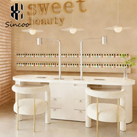 Table de manucure moderne de style européen avec lumière LED et tiroirs Nail Spa Desk for Nail Shop