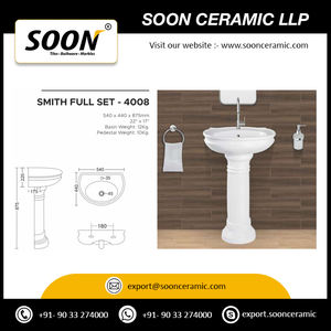 Fourniture directe d'usine Lavage à la main sur pied Lavabo en céramique sur pied Lavabo sur pied Vêtements sanitaires pour la vente à l'exportation - Product Image 5