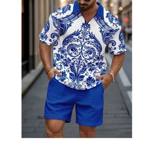 Ensemble tricoté jacquard pour homme Europe-Amérique, décontracté, imprimé, polo en maille à simple boutonnage - Product Image 3