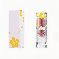 Rouge à lèvres mat non desséchant, couleur transparente avec étui floral mignon, rouge à lèvres pigmenté longue tenue pour usage quotidien