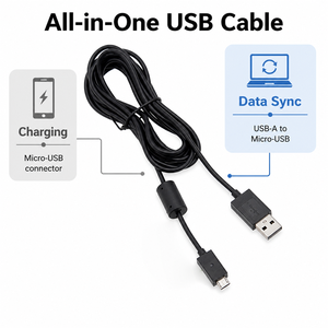 Câble de charge et de données Micro USB de 2,75 m pour manette de jeu PlayStation <span class=keywords><strong>PS4</strong></span> Xbox One, cordon d'alimentation - Product Image 3