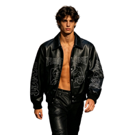 Chaqueta Bomber Negra Personalizada con Estampado de Letras de Graffiti para Hombre, Estilo Urbano, Impresión DTG Kornit