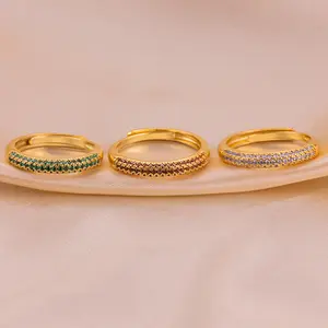 Klasik lüks zirkon takı altın kaplama ayarlanabilir yüzük boyutu nişan düğün tarafları için moda ve çok yönlü hediye