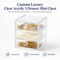 Boîte de rangement à 3 tiroirs en acrylique transparent avec logo personnalisé, organiseur de bureau, présentoir pour cosmétiques et bijoux