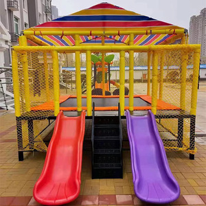 Parc de trampolines pour enfants, ensemble de jeux intérieur/extérieur, lit de saut avec toboggan, filet de sécurité, équipement de terrain de jeu - Product Image 2