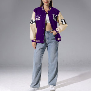 Customized Breathable Canvas Stand Collar Printed <b>Lightweight</b> Varsity <b>Jacket</b> High Quality Casual Design Letterman <b>Womens</b> Winter - Product Image 4