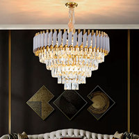 De luxe Lustre Pendentif Lumière Ronde Ovale Villa Hôtel Lustre En Cristal Moderne luminaire décoratif
