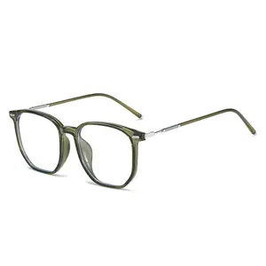 Einfache Form Brille ultraleichte TR90 große Rahmen Brille Frauen glattes Gesicht Anti Blaulicht flache Brille