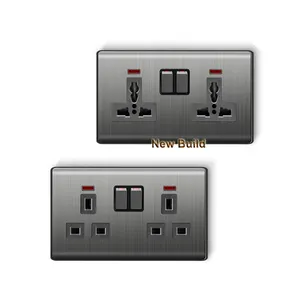 Chinese factory direct sales of UK standard high quality steel panel home wall switches and sockets electrical