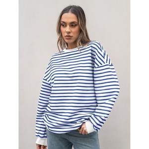 เสื้อสเวตเตอร์ลายทางคอกลมมีฮู้ดสำหรับผู้หญิงทรงโอเวอร์ไซส์ทันสมัยมีซิปมีฮู้ดพิมพ์ลายซับในสำหรับฤดูใบไม้ร่วงฤดูหนาว XS - Product Image 2