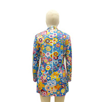 Costume de disco des années 70 pour femme, style hippie psychédélique, vintage floral, à manches longues, pour Halloween, carnaval, scène de danse, fête, costumes d'inspiration est-asiatique