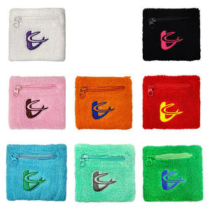 Kunden spezifische Stickerei Erwachsene Unisex Kein <span class=keywords><strong>Minimum</strong></span> Terry Handtuch Baumwolle Brieftasche Armband Schweiß band Mit Reiß verschluss tasche - Product Image 4