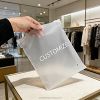 Sac d'emballage en plastique transparent refermable personnalisé, sac à fermeture éclair holographique, sac à fermeture éclair givré pour vêtements