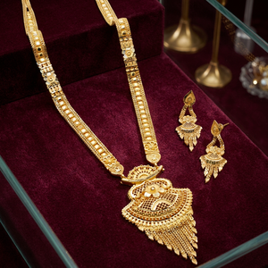 ชุดสร้อยคอยาวทองชุบ 14K 18K 24K ขายส่ง, ชุดเครื่องประดับแฟชั่น, ชุดเครื่องประดับลายดอกไม้ทองเหลืองชุบทอง - Product Image 5