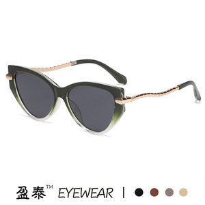 Eyewear Cat Eye Sunglasses Black UV400 <b>Plastic</b> Metal Frame Women's Fashion Sun <b>Glasses</b> - Product Image 5