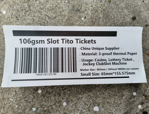 Carta della lotteria dei biglietti del gioco della scanalatura della carta termica da 106 grammi 65*156mm - Product Image 3