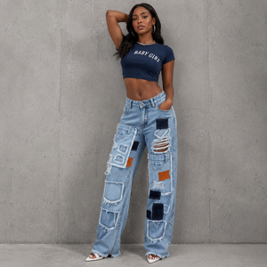 Nuovi <span class=keywords><strong>Jeans</strong></span> Blu <span class=keywords><strong>Strappati</strong></span> da <span class=keywords><strong>Donna</strong></span>, Moda Hip Hop, <span class=keywords><strong>Jeans</strong></span> Denim con Fori, Vita Alta, Pantaloni a Sigaretta <span class=keywords><strong>Strappati</strong></span> - Product Image 2