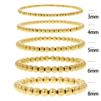 Bracelets empilables en perles plaquées or 14 carats, 3 mm, 4 mm, 5 mm, 6 mm, 8 mm, bracelet à perles, bijoux minimalistes pour femmes