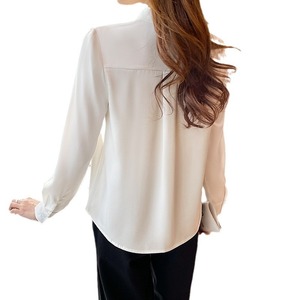 1936 #   Camicie Bianche Tinta Unita da Donna, Top Bianco con Scollo a V Aderente a <span class=keywords><strong>Maniche</strong></span> <span class=keywords><strong>Lunghe</strong></span> per Ufficio, Bluse Nere Larghe Autunnali da Donna - Product Image 6