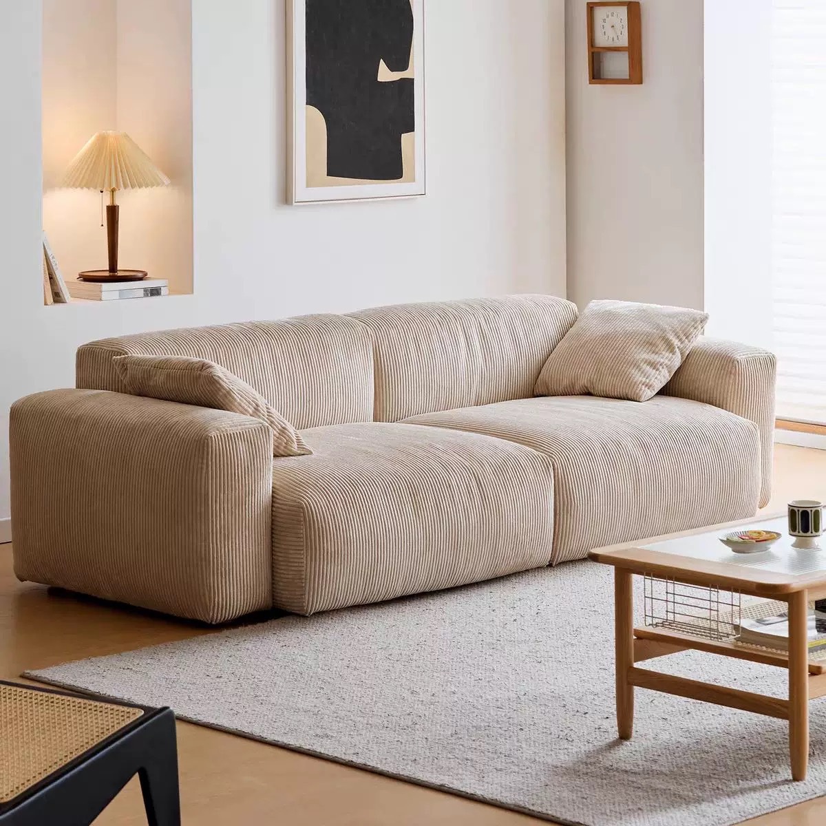 ATUNUS Luxury Modular Sectional Sofa – Large Soft Corduroy Couch with Wood Frame - View 2