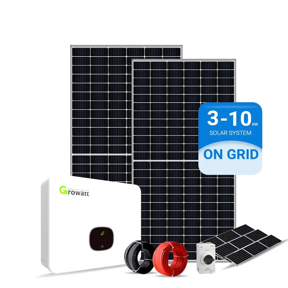 Kits solares para el hogar Growatt 5kw en el inversor de la red 5kw 6kw 10kw 15kw Sistema solar doméstico
