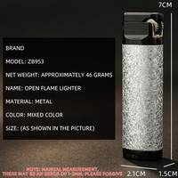 Briquet à gaz butane Jobon ZB953 avec meule anti-roulement, briquet à flamme volante en métal, portable, vente en gros