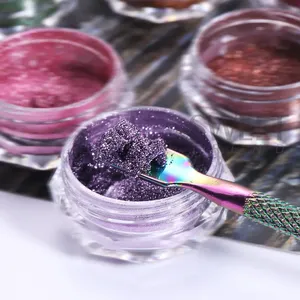 80-100 pièces de poudre à ongles chromée miroir violette, style Y2K, brillante, à frotter, pigment métallique DIY pour manucure estivale - Product Image 3