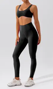 Soutien-gorge de Sport pour femmes, Design Unique, col en U, vêtements de Fitness, torsadé, avec pantalon, sans manches, séchage rapide, doux