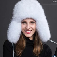 Chapeau en fourrure de renard 100% naturelle, chapeau russe avec cache-oreilles, Ushanka pour femme, hiver, véritable fourrure de raton laveur, chaud, moelleux, avec queue, pour l'extérieur