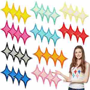 Patchs thermocollants brodés motif dessin animé, exquis, petits, multicolores, étoiles et diamants pour la décoration de vêtements et sacs - Product Image 1