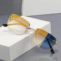 Lunettes de soleil métalliques sans monture, rectangulaires, charnière à ressort, verres miroir, sans cadre, tendance, nouvelle collection 2026, logo personnalisé