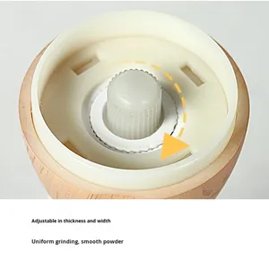 ชุดเครื่องบด<span class=keywords><strong>เกลือ</strong></span>และพริกไทยพลาสติกสำหรับครัว เครื่องบดพริกไทยแบบมือหมุน ปรับความละเอียดได้ พร้อมฐานไม้ - Product Image 2