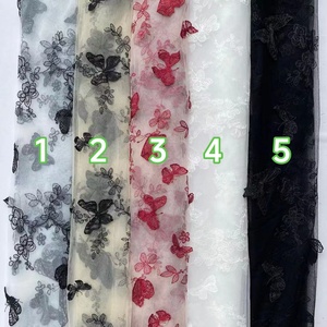 Tissu en dentelle papillon noir, tissu en <span class=keywords><strong>tulle</strong></span> brodé floral papillon, maille transparente multicolore pour <span class=keywords><strong>couture</strong></span> DIY - Product Image 2