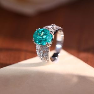 Anillo de Plata de Ley S925 con Piedra de 6 Quilates Color Paraiba, Estilo Vintage, Regalo de Lujo para Ella - Product Image 2