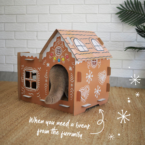 PETCHEER Casetta Nascondiglio a Tema Natalizio per Animali Domestici Villa in Cartone Durevole a Strati Tiragraffi Natalizio per Gatti - Product Image 5