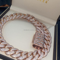 Collier chaîne cubaine personnalisé 24MM en argent sterling S925 plaqué or massif 10K 14K 18K, serti de moissanite et de diamants naturels de laboratoire