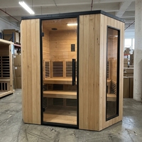Cabine de sauna infrarouge intérieure de haute qualité, en bois de pruche, à spectre complet, avec design d'angle, pour 2-3 personnes, pour la détente à domicile
