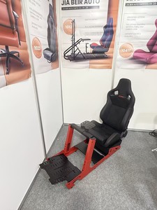 Cockpit de simulateur de course ergonomique JIABEIR, cadre en aluminium noir avec siège en similicuir réglable pour une expérience de jeu immersive - Product Image 1
