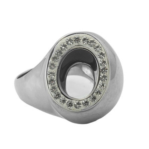 European American Style <b>Titanium</b> Steel <b>Ring</b> Silver Color Pave Setting Geometric Design Women's Party Jewelry 290105 - Product Image 5