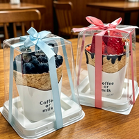 Boîte à cornets de crème glacée avec couvercle et base personnalisés, boîte d'emballage de dessert en plastique transparente de luxe en deux parties