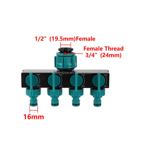 1/2 "3/4" 1 "4 Way Garden Hose Tap Splitters con Valvola - Product Image 2